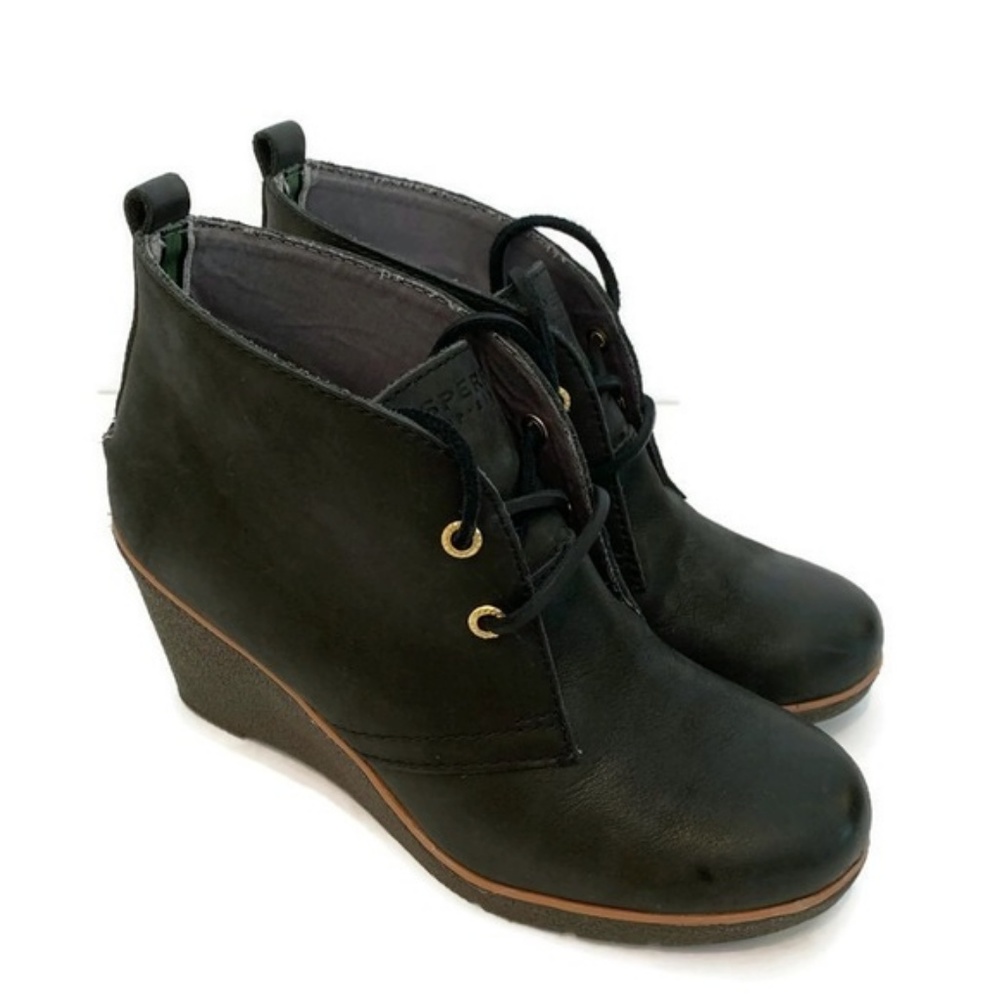 Sold Sperry Women's 7.5 Black Leather Booties - Picture 6 of 7